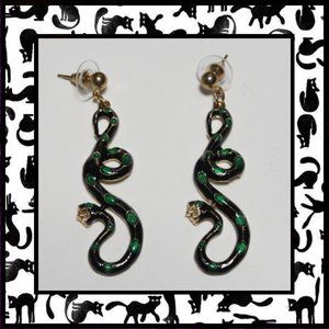 Green & Black Snake Earrings